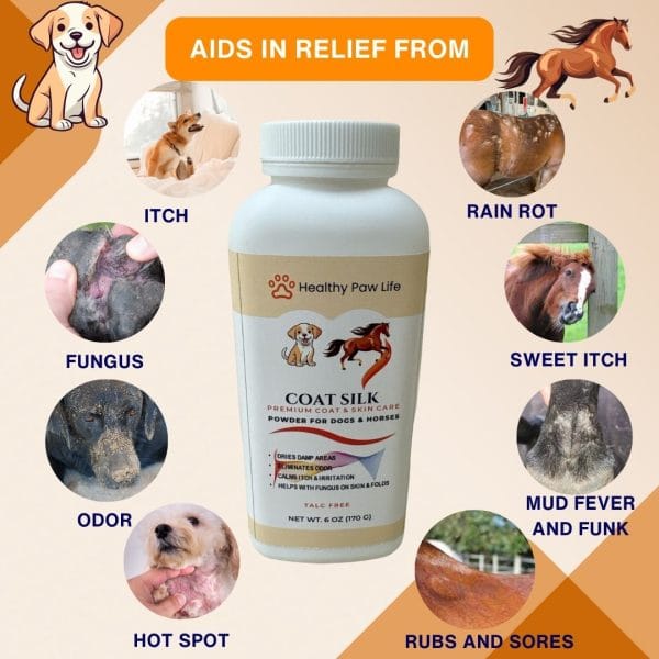 COAT SILK - Canine and Equine Dry Powder for Odors and Itchiness 3 COAT SILK - Canine and Equine Dry Powder for Odors and Itchiness