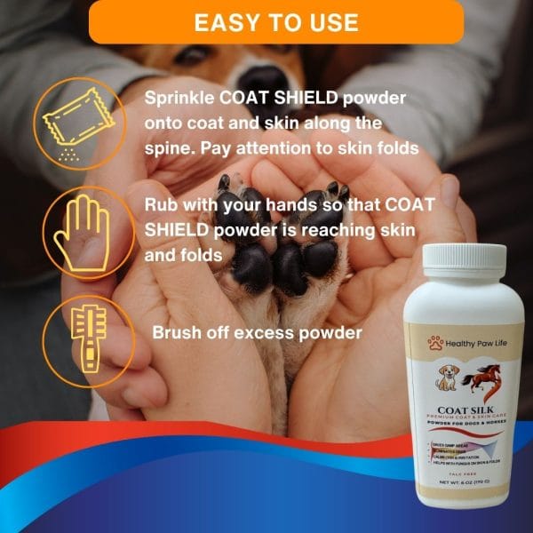 COAT SILK - Canine and Equine Dry Powder for Odors and Itchiness 4 COAT SILK - Canine and Equine Dry Powder for Odors and Itchiness